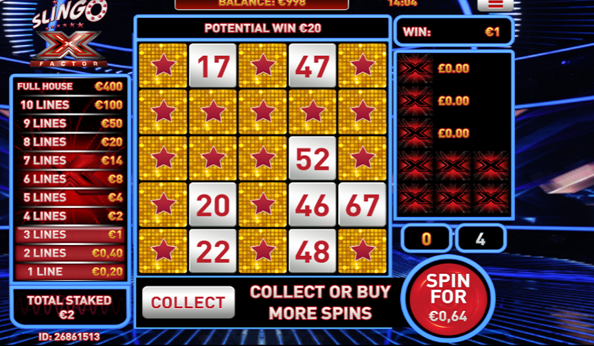 Slingo X Factor Bonus - galabingo