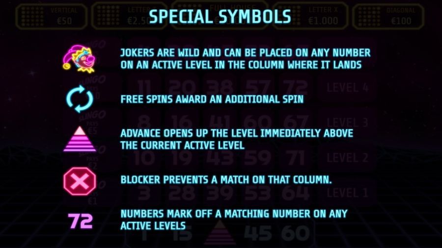 Slingo Advance Featured Symbols - galabingo