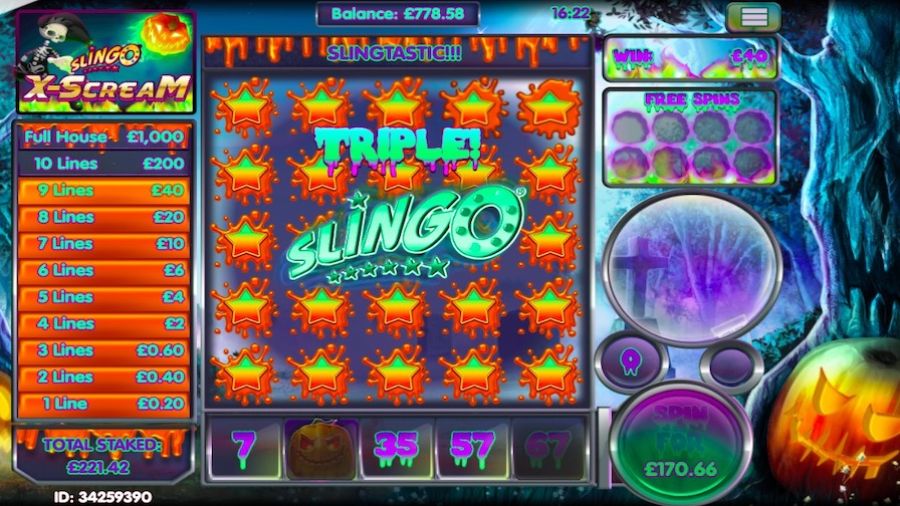 Slingo X Scream Bonus - galabingo