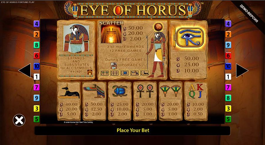 Eye Of Horus Fortune Play Symbols - galabingo