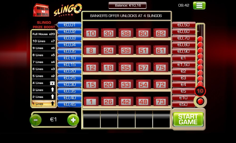 Slingo Deal Or No Deal 1 - galabingo