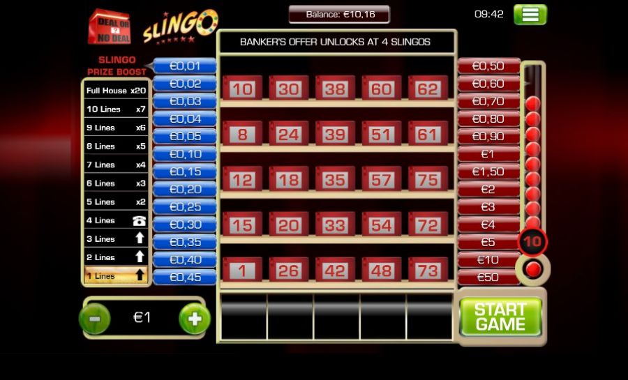Slingo Deal Or No Deal 1 - galabingo