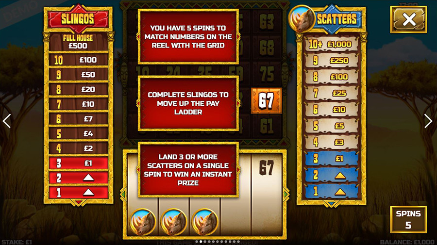 Slingo Stampede Symbols - galabingo