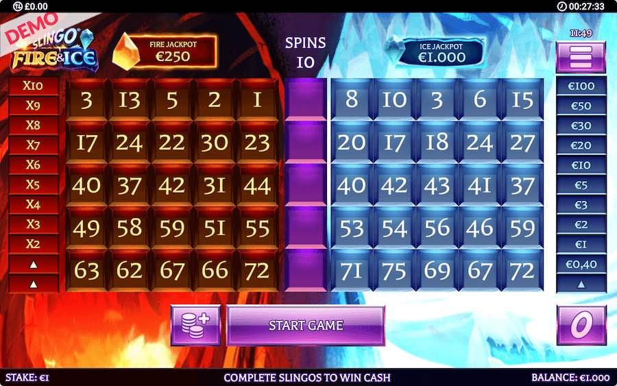 Slingo Fire And Ice Game Theme - galabingo
