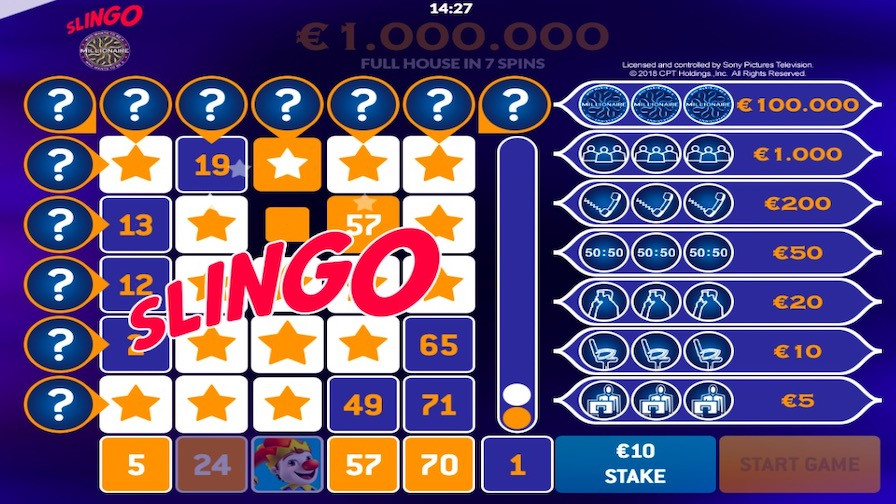 Slingo Who Wants To Be A Millionaire Bonus - galabingo