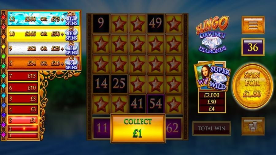 Slingo Da Vinci Diamonds Bonus - galabingo