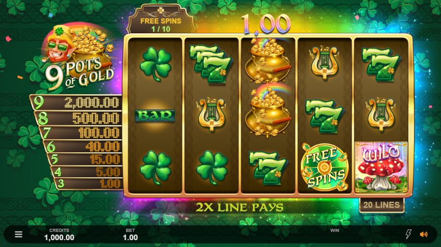 9 Pots Of Gold Free Spins Win - galabingo