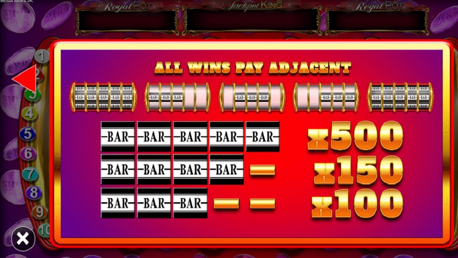 Megabars Jackpots King Feature Symols - galabingo