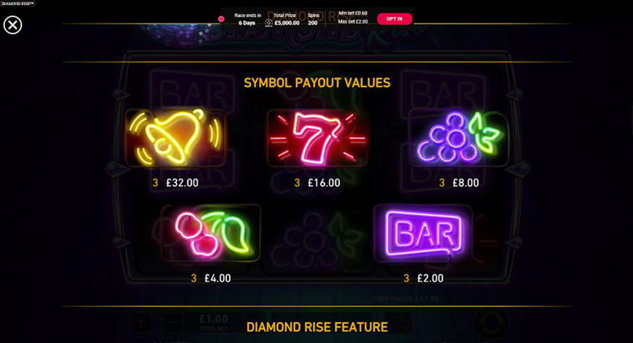Diamond Rise Symbols - galabingo